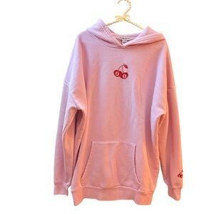 Pink Cherry Embroidered Hoodie